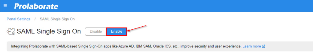 EA SaaS SAML Single Sign On Page