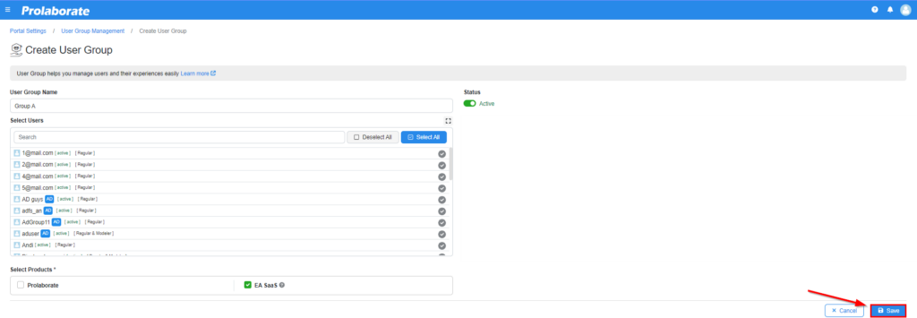 Creating a new User Group