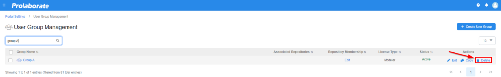how to delete a user group in ea saas