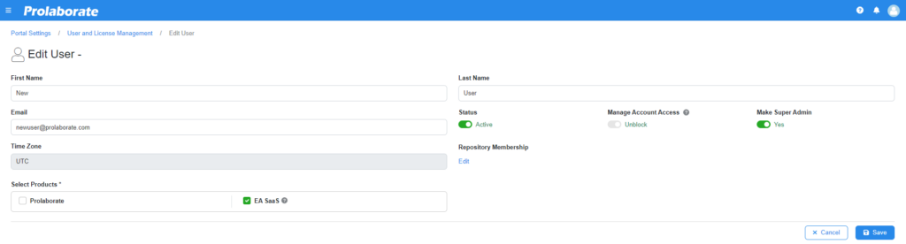 how to edit user details in ea saas