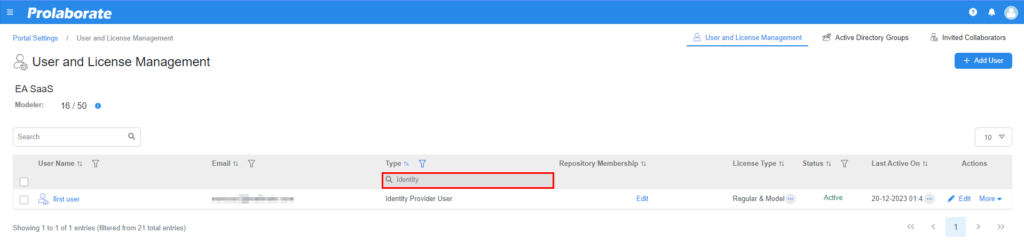how to search for a sso user in ea saas