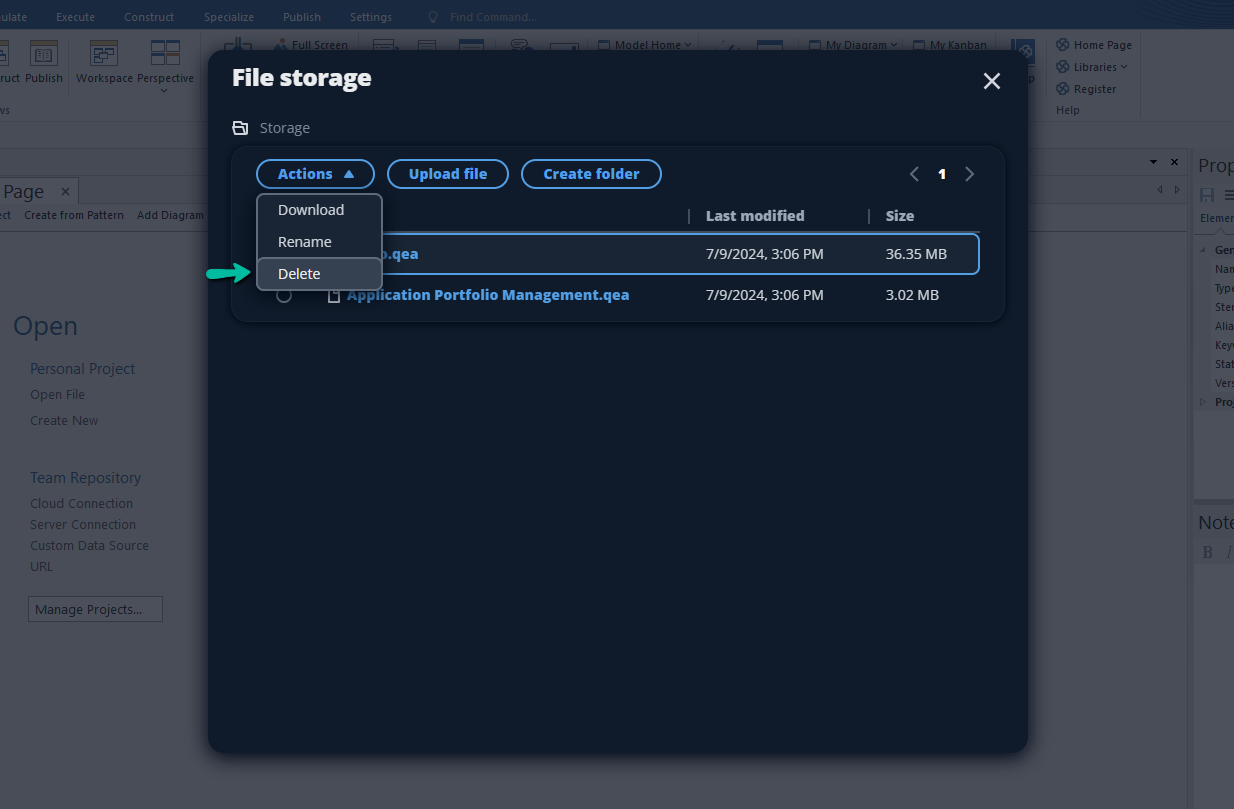 sparxsystems-easaas-delete