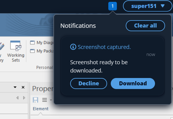 sparxsystems-easaas-save-screenshot-notification