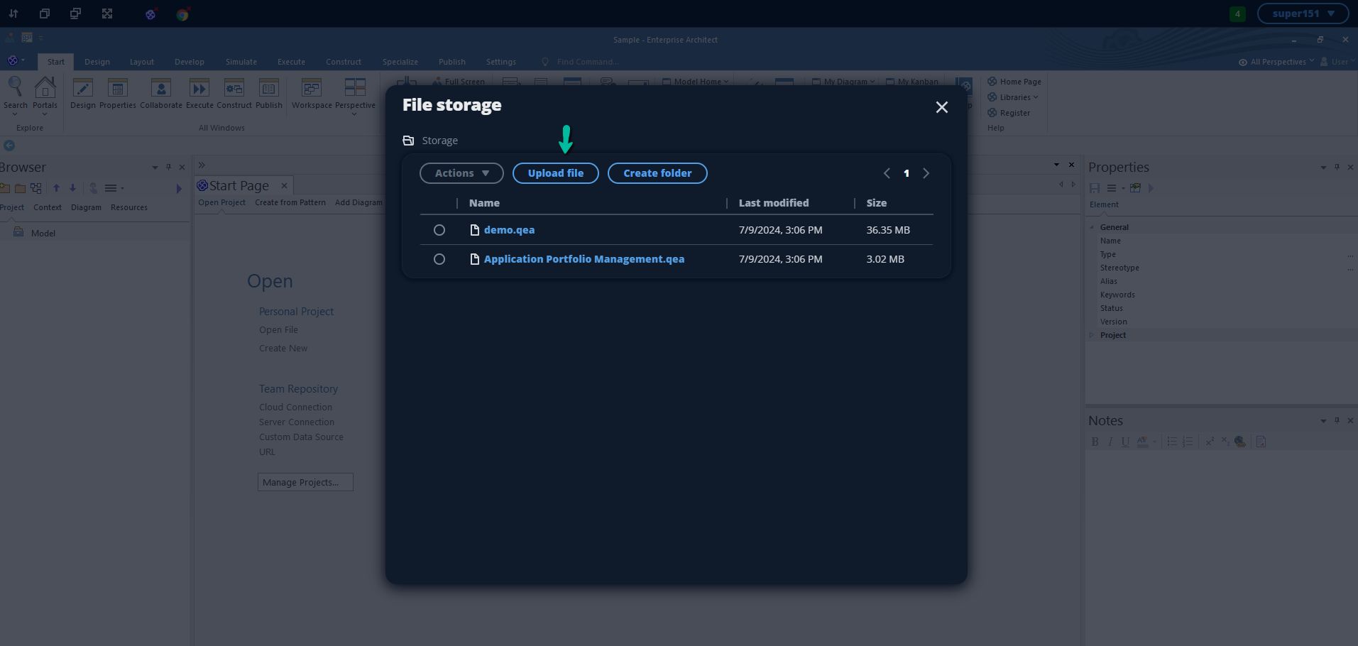 sparxsystems-easaas-upload-file